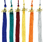 Solid graduation tassels in purple, green, burgundy, orange, gold and silver
